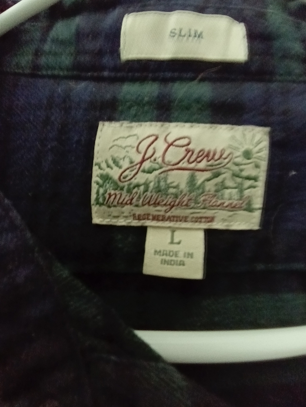 J. Crew new w/o tags Large Slim Fit Men’s Flannel - Green & Navy Plaid